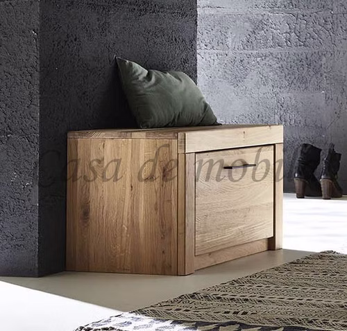 Massivholz Schuhkommode niedrig SKYLINE 71x45x40cm Kernbuche Wildeiche natur oder Bianco geölt Casa de mobila Goslar