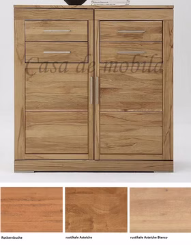 Massivholz Highboard Casera 120x123x42cm Kernbuche, Asteiche massiv natur oder Bianco geölt Wimmer Casa de Mobila Goslar