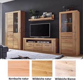 Massivholz Wohnwand SKYLINE 4teilig Kernbuche oder Wildeiche massiv natur oder Bianco geölt Bügelgriffe von Casa de mobila Goslar Massivholz Wohnwand SKYLINE 4teilig Kernbuche oder Wildeiche massiv natur oder Bianco geölt Bügelgriffe von Casa de mobila Goslar