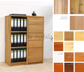 Hochkommode mit Regal 92x123x46cm CONTRA Massivholz Aktenregal CONTRA 92x123x46cm Kiefer Kernbuche Eiche natur oder bianco geölt von Casademobila Goslar
