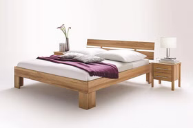 Bett 160x200x45cm ZENNA Kopfteil geteilt Kernbuche massiv geölt von Casademobila Goslar
