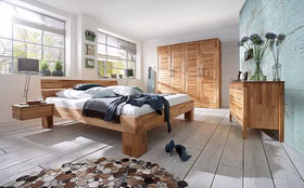 Bett 160x200x45cm ZENNA Kopfteil geteilt Kernbuche massiv geölt von Casademobila Goslar