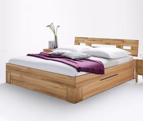 Schubladenbett 140x200x45cm ZENNA Kopfteil verbunden Kernbuche massiv geölt von Casademobila Goslar