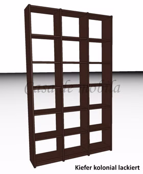 Massivholz Bücherregal CONTRA 136x236x33cm Kiefer massiv Dunkelbraun kolonial Casa de mobila Goslar