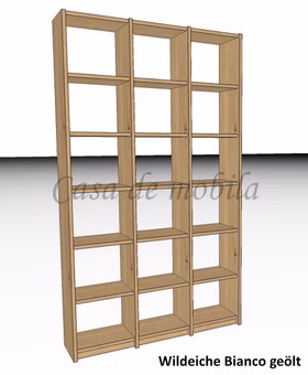 Massivholz Regal Standregal Büroregal Aktenregal CONTRA 136x236x33cm Wildeiche massiv Bianco geölt Casa de mobila Goslar