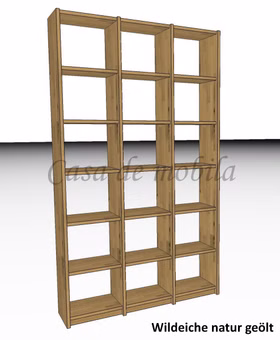 Massivholz Regal Standregal Büroregal Aktenregal CONTRA 136x236x33cm Wildeiche natur geölt Casa de mobila Goslar