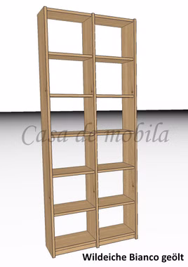 Massivholz Büroregal 92x236x33cm CONTRA wildeiche massiv bianco geölt Casademobila Goslar