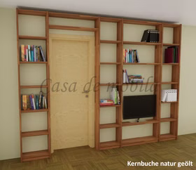 Massivholz Regal Regalwand schmal CONTRA 310x236x21cm Kernbuche massiv natur geölt Casa de mobila Goslar Massivholz Regal Regalwand schmal CONTRA 310x236x21cm Kernbuche massiv natur geölt Casa de mobila Goslar