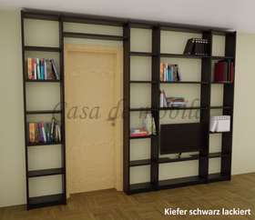 Massivholz Regal Regalwand schmal CONTRA 310x236x21cm Kiefer massiv schwarz lackiert Casa de mobila Goslar Massivholz Regal Regalwand schmal CONTRA 310x236x21cm Kiefer massiv schwarz lackiert Casa de mobila Goslar