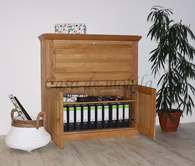 Schreibschrank-Prato-Eiche-massiv-natur-geoelt-148198.jpg Echtholz Schreibschrank abschließbar PRATO 127x130x50cm Eiche massiv natur geölt Casa de mobila Goslar Decker möbel