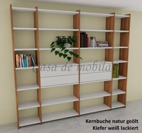 Bücherregal 265x236x33cm CONTRA Massivholz 2farbig von Casademobila Goslar