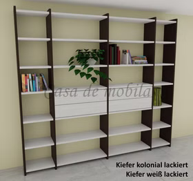 Bücherregal 265x236x33cm CONTRA Massivholz 2farbig von Casademobila Goslar