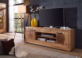 Massivholz TV-Lowboard IV 200x62x46cm RUSTIC Wildeiche geölt Hirnholz von Casademobila Goslar Massivholz TV-Lowboard IV 200x62x46cm RUSTIC Wildeiche geölt Hirnholz von Casademobila Goslar