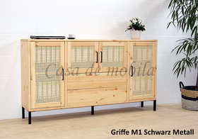 Kommode mit Metallbeine 4-türig Wiener Geflecht 178x97x33 cm CONTRA Kommode mit ledergriffen und Metallbeine 178x97x33cm CONTRA kiefer natur lackiert von Casademobila Goslar
