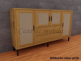Kommode mit Metallbeine 4-türig Wiener Geflecht 178x97x33 cm CONTRA Sideboard mit Holztüren Wiener Geflecht 178x97x33cm CONTRA Wildeiche massiv natur geölt von Casademobila Goslar