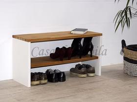 Dielenbank 89x46x33cm CONTRA Kiefer weiß lackiert / Wildeiche geölt von Casademobila Goslar Dielenbank 89x46x33cm CONTRA Kiefer weiß lackiert / Wildeiche geölt von Casademobila Goslar