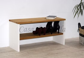 Dielenbank 89x46x33cm CONTRA Kiefer weiß lackiert / Wildeiche geölt Casademobila Goslar Dielenbank 89x46x33cm CONTRA Kiefer weiß lackiert / Wildeiche geölt Casademobila Goslar
