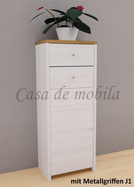 Kommode 47x123x46cm CONTRA Kiefer weiß lackiert / Wildeiche geölt von Casademobila Goslar