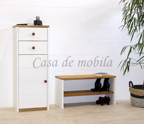 Kommode 47x123x33cm CONTRA Kernbuche weiß lackiert / Wildeiche geölt von Casademobila Goslar