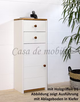 Kommode 47x123x33cm CONTRA Kernbuche weiß lackiert / Wildeiche geölt von Casademobila Goslar