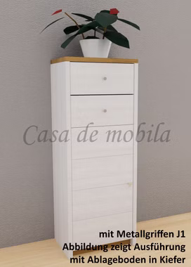 Dielenkommode schmale breite 47x123x46cm CONTRA Kernbuche massiv weiß lackiert / Wildeiche natur geölt von Casademobila Goslar