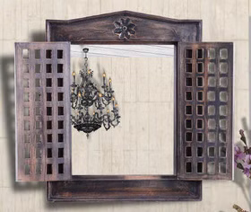 Spiegel 50x63x6cm FOREST BAYWOOD recycled Teak massiv braun antik gebeizt und lackiert von Casademobila Goslar