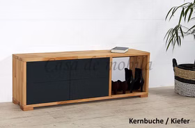Massivholz Dielenbank 134x46x33cm CONTRA Kernbuche geölt / Kiefer anthrazitgrau Casademobila Goslar Massivholz Dielenbank 134x46x33cm CONTRA Kernbuche geölt / Kiefer anthrazitgrau Casademobila Goslar