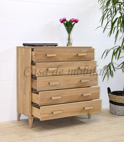 Schubladenkommode 90x86x40cm MIDO Eiche massiv natur, bianco, braun nussbaumfarben geölt von Casademobila Goslar