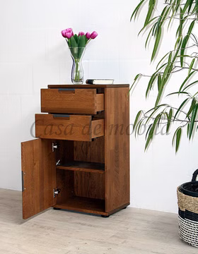 Schmale Flurkommode 46x86x32cm MIDO Eiche massiv braun nußbaumfarben geölt von Casademobila Goslar Schmale Flurkommode 46x86x32cm MIDO Eiche massiv braun nußbaumfarben geölt von Casademobila Goslar