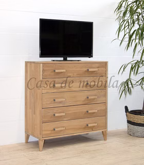 Massivholz TV-kommode schmale tiefe MIDO 90x84x32cm Eiche massiv bianco geölt Casademobila Goslar