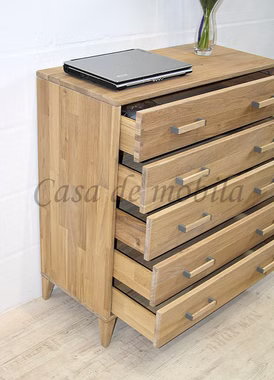 Massivholz Schubladenkommode geringe tiefe 90x86x32cm MIDO Eiche massiv bianco geölt von Casademobila Goslar