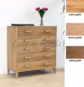 Schubladenkommode schmale tiefe 90x86x32cm MIDO Eiche massiv natur, bianco, braun tabakfarben geölt von Casademobila Goslar