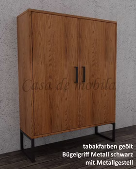 Massivholz Kommode mit Metallbeine 90x102x40cm MIDO Eiche massiv Tabac nußbaumfarben geölt von Casademobila Goslar