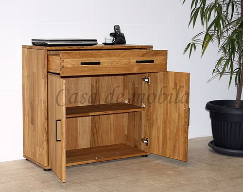Massivholz Kommode MIDO 90x84x32cm Eiche massiv natur bianco nußbaumfarben geölt 2 Türen 1 Schublade von Casademobila Goslar Massivholz Kommode MIDO 90x84x32cm Eiche massiv natur bianco nußbaumfarben geölt 2 Türen 1 Schublade von Casademobila Goslar