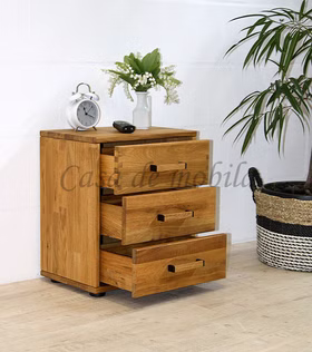 Massivholz Nachtkommode mit schubladen MIDO 46x54x32cm Eiche massiv natur geölt Casa de mobila Goslar