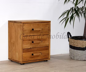 Massivholz Nachtkommode mit schubladen MIDO 46x54x32cm Wildeiche massiv natur geölt Casa de mobila Goslar