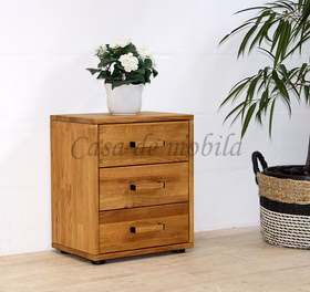Massivholz Nachtschrank mit schubladen MIDO 46x54x32cm Wildeiche massiv natur geölt Casa de mobila Goslar