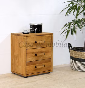 Massivholz Nachttisch mit schubladen MIDO 46x54x32cm Eiche massiv natur geölt Casa de mobila Goslar