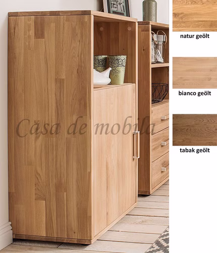 Schmale Hochkommode 46x102x32cm MIDO Eiche massiv natur, bianco oder braun nussbaumfarben geölt von Casademobila Goslar Schmale Hochkommode 46x102x32cm MIDO Eiche massiv natur, bianco oder braun nussbaumfarben geölt von Casademobila Goslar