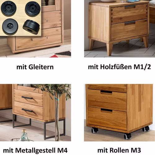 Massivholz Kommode mit 2 Holztüren MIDO 90x70x40cm Eiche massiv natur Braun Tabak oder Bianco geölt Casa de mobila Goslar