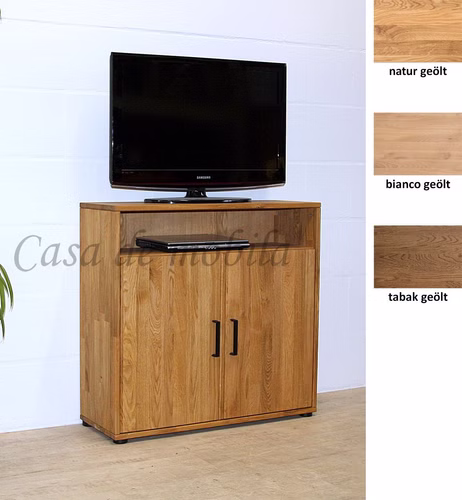 Kommode 2 Holztüren Ablagen 90x84x40cm MIDO Eiche geölt Massivholz Kommode MIDO 90x86x40cm Eiche massiv natur, bianco,braun tabak nußbaumfarben geölt von Casademobila Goslar
