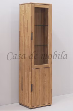 Massivholz Vitrinenschrank 2 türig mit glastür oben MIDO 46x180x40cm Eiche massiv natur geölt von Casademobila Goslar Massivholz Vitrinenschrank 2 türig mit glastür oben MIDO 46x180x40cm Eiche massiv natur geölt von Casademobila Goslar