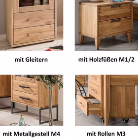 Schmaler Schrank 1türig 1 Schublade 46x180x40cm MIDO Eiche massiv geölt MIDO fuesse höhenverstellbaren Gleitern, rollen, metallbeine oder holzbeine Casademobila Goslar