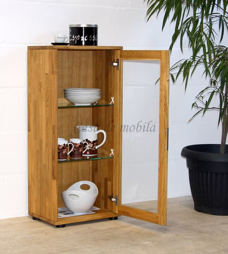 Hängevitrine MIDO 46x102x40cm Eiche massiv natur, bianco, nußbaumfarben geölt von Casademobila Goslar