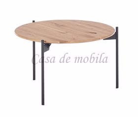 Sofatisch rund ⌀55x33cm ASSUAN Wildeiche massiv natur geölt Metallbeine von Casa de mobila Goslar