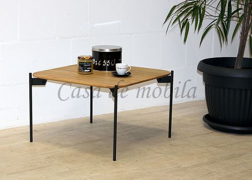 Couchtisch 60x38x60cm ALTO Asteiche massiv geölt Metallbeine