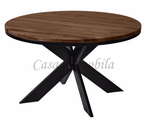 Massivholz Esstisch Ausziehbar rund 140x75x140cm NOTTINGHAM rustikale Eiche massiv, von Casademobila Goslar