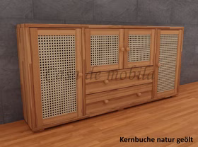 Sideboard 4-türig mit Wiener Geflecht 178x85x33cm CONTRA Kernbuche massiv natur geölt von Casa de mobila Goslar
