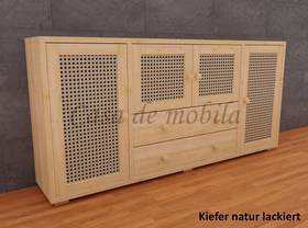 Dielenkommode 4-türig mit Wiener Geflecht 178x85x33cm CONTRA kiefer massiv natur geölt von Casa de mobila Goslar