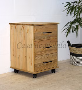 Rollcontainer Schubladen 46x69x49cm CONTRA Kiefer massiv Rollcontainer mit bügelgriffen schwarz und 3 Schubladen CONTRA Kiefer massiv gelaugt geölt von Casademobila Goslar